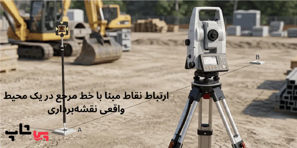 تعریف خط مرجع با دو نقطه در نقشهبرداری با توتال استیشن